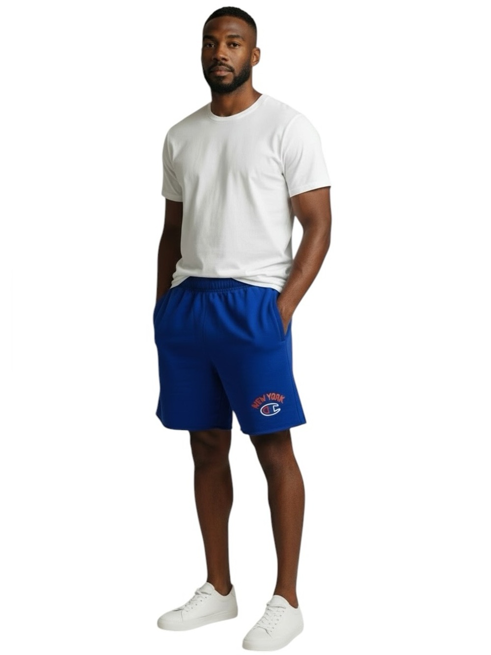 NWT Champion NY Men's Powerblend Shorts W/ New York Logo Royal Blue Sz. 2XL